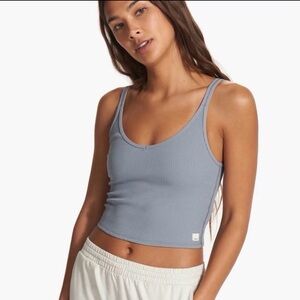 VUORI Rib Crop Tank Flint Blue Size M